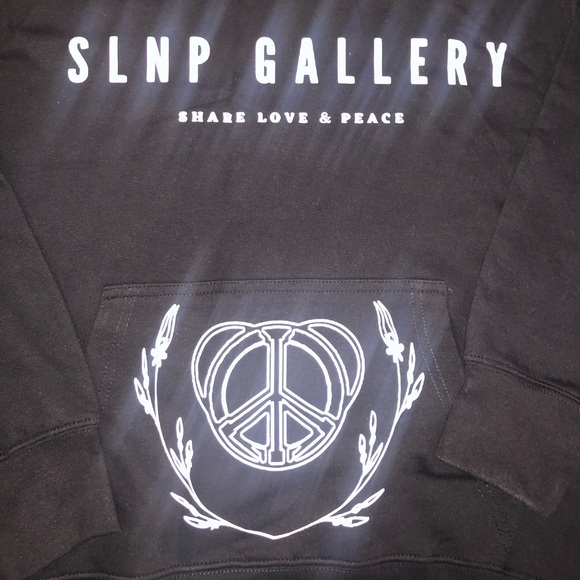 SLNP Gallery Share Love & Peace Lightweight Black Hoodie - Picture 3 of 3